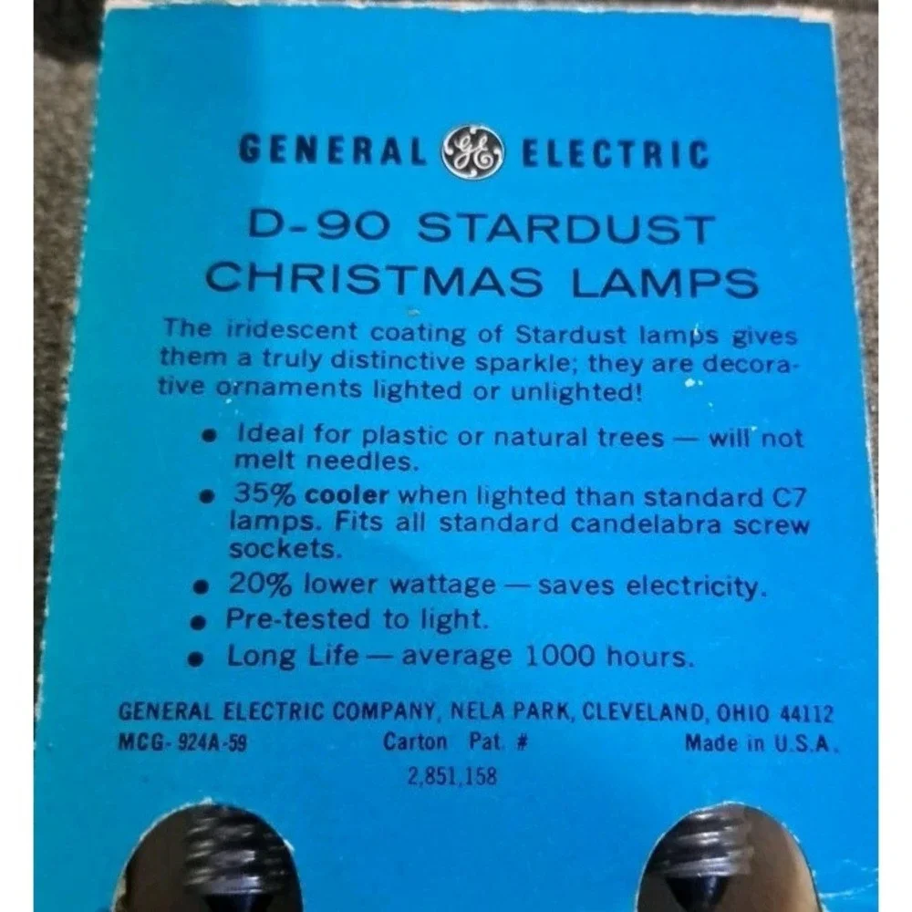 2 Vintage‎ GE Stardust Blue Sugar Crystal Christmas Light Bulbs Lamps NEW NOS